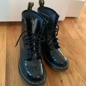 Dr. Martens shiny black boots